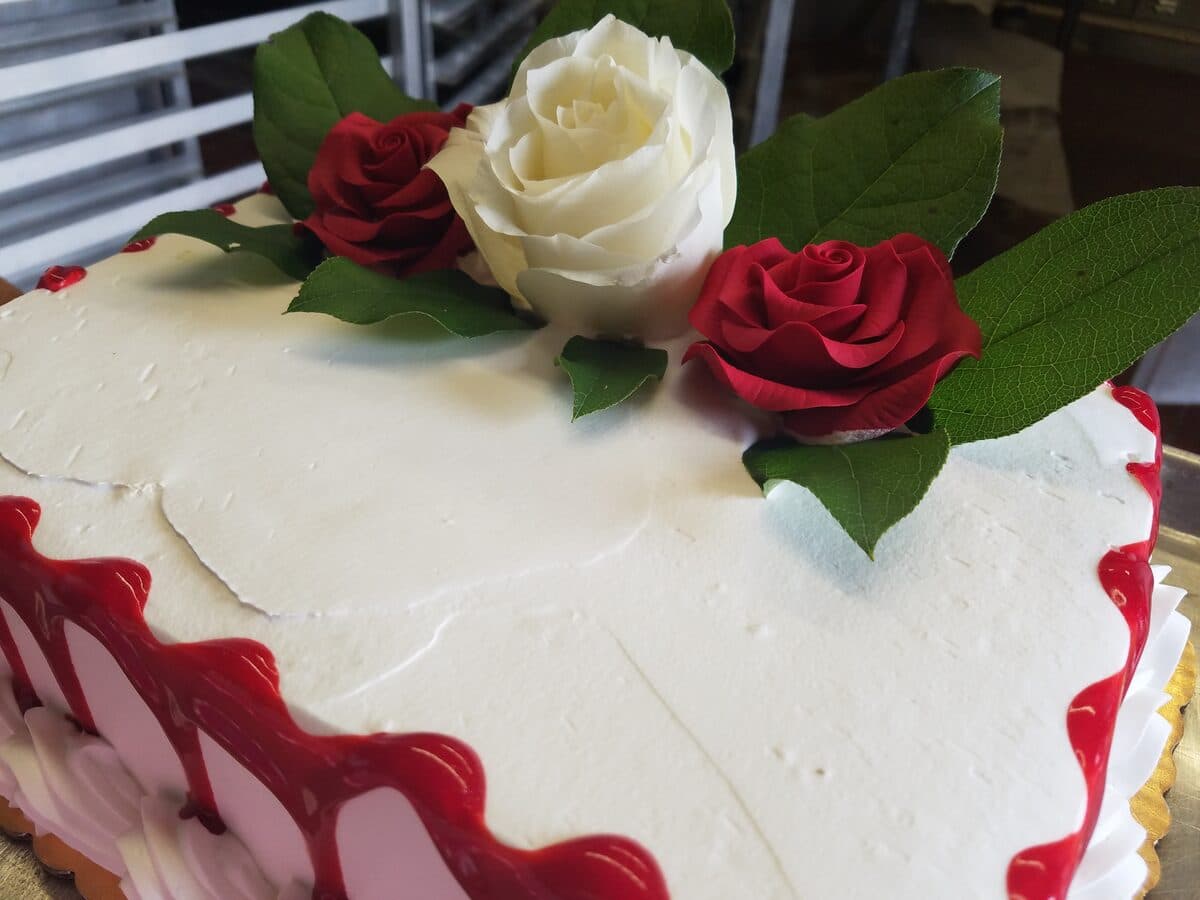 Heart Sheet Cake with Fresh Roses